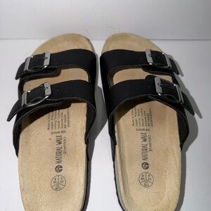 Natural Soul Black Slip-On Sandals